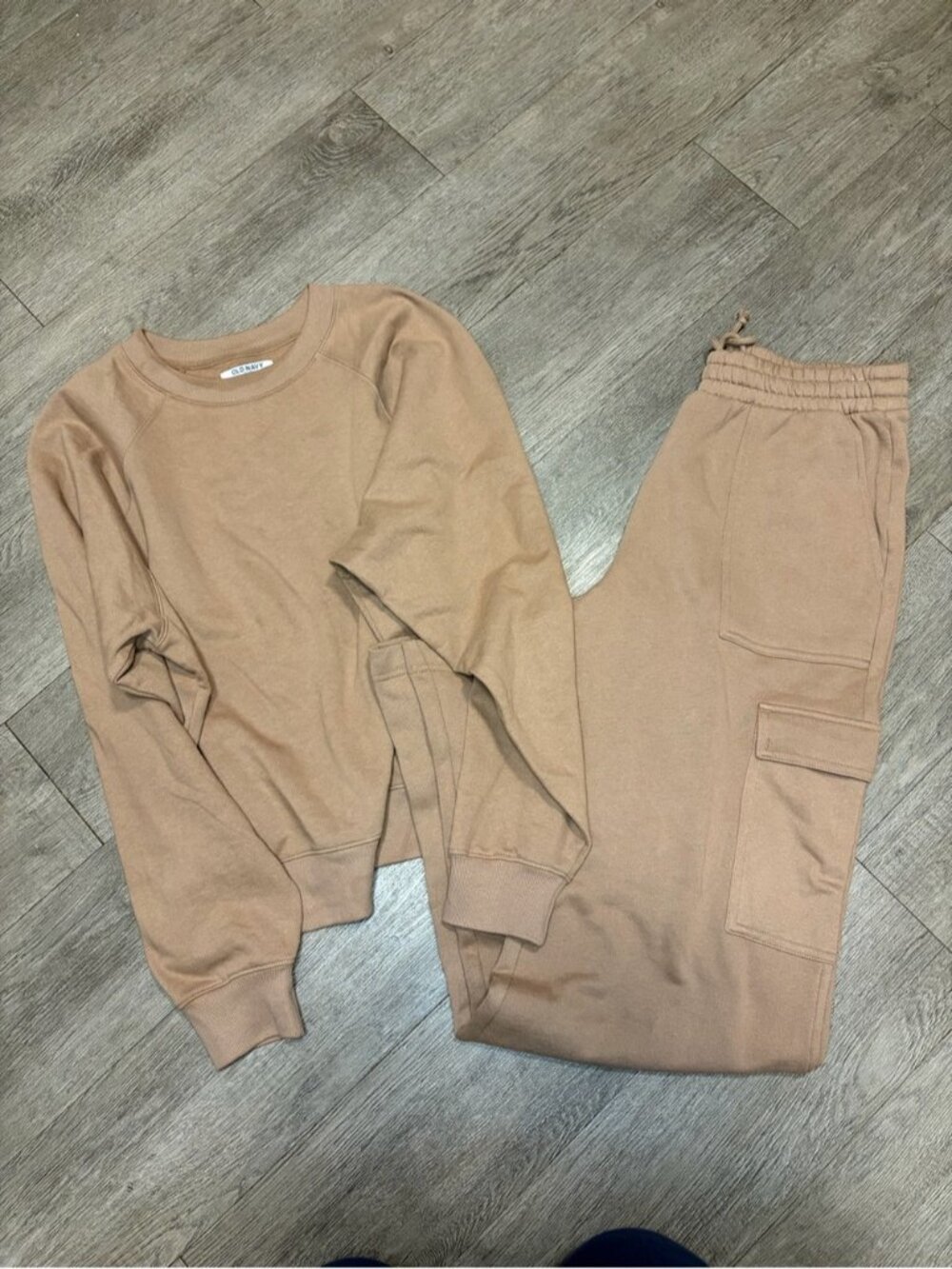 Old Navy Tan Cargo Sweatshirt & Jogger Jumpsuit Set